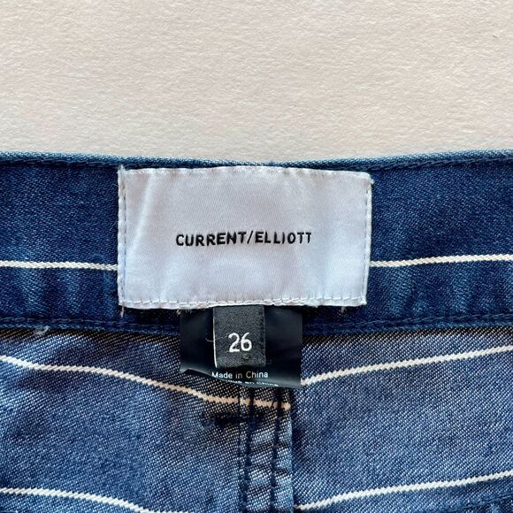 NWOT Current/Elliot The Vintage Cropped Striped High-Rise Slim Straight Jeans 26 - Picture 5 of 8